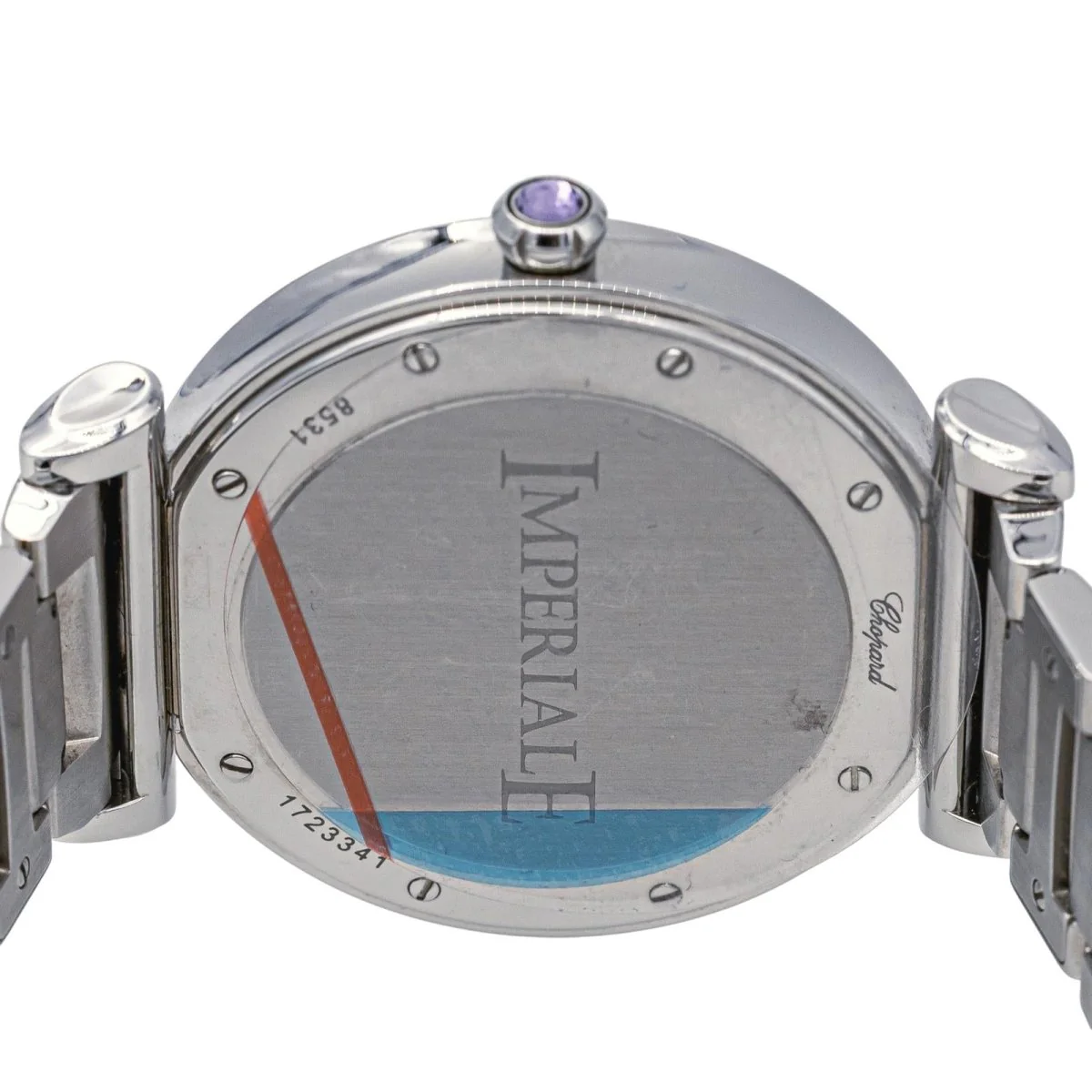 Reloj CHOPARD "Imperial" de acero, nácar, amatista, zafiro y diamantes - Imagen 5
